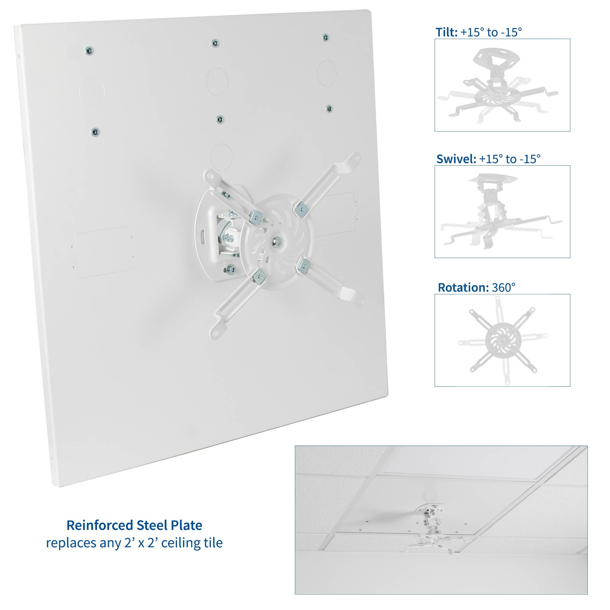 VIVO Universal Adjustable 2x2 ft Drop Ceiling Projector Mount | Suspended Drop-In Ceiling Projection Kit (MOUNT-VP07DP)