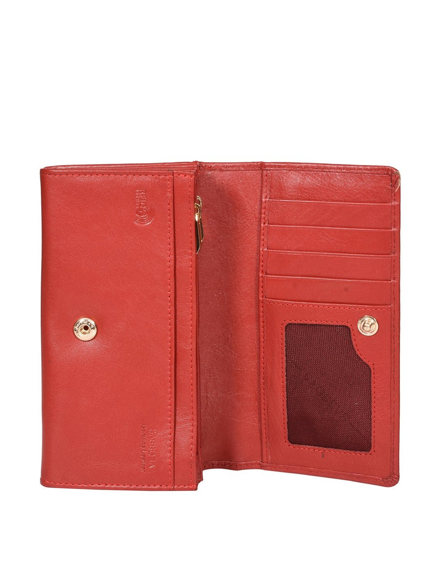 SASSORA Red Solid Rfid Wallet for Women