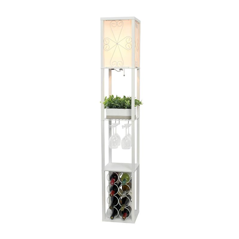 Etagere Storage Shelf Floor Lamp with Linen Shade White - Simple Designs