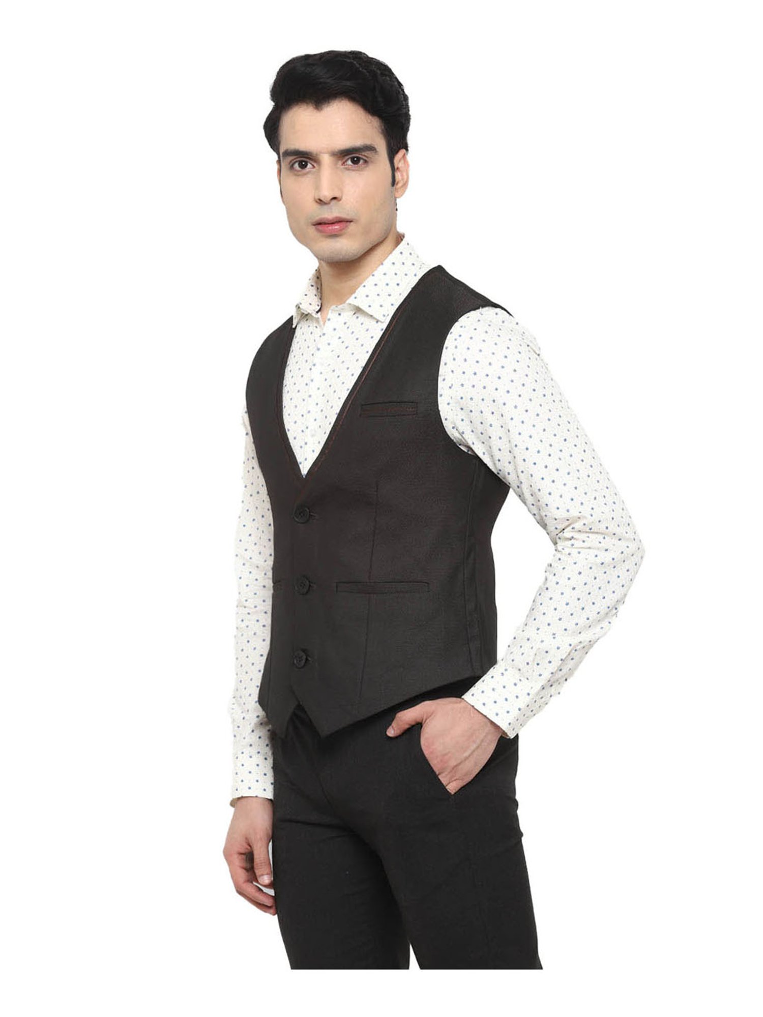 Turtle Black Regular Fit Waistcoat