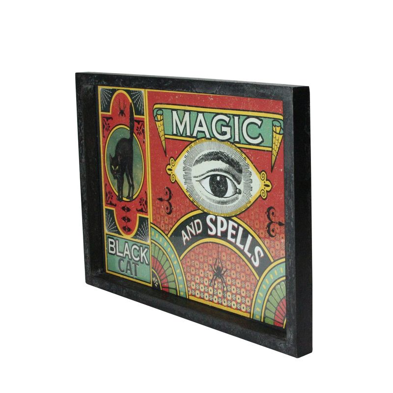 Raz Imports 16" Halloween "Magic and Spells" Wooden Framed Wall Art - Red/Green
