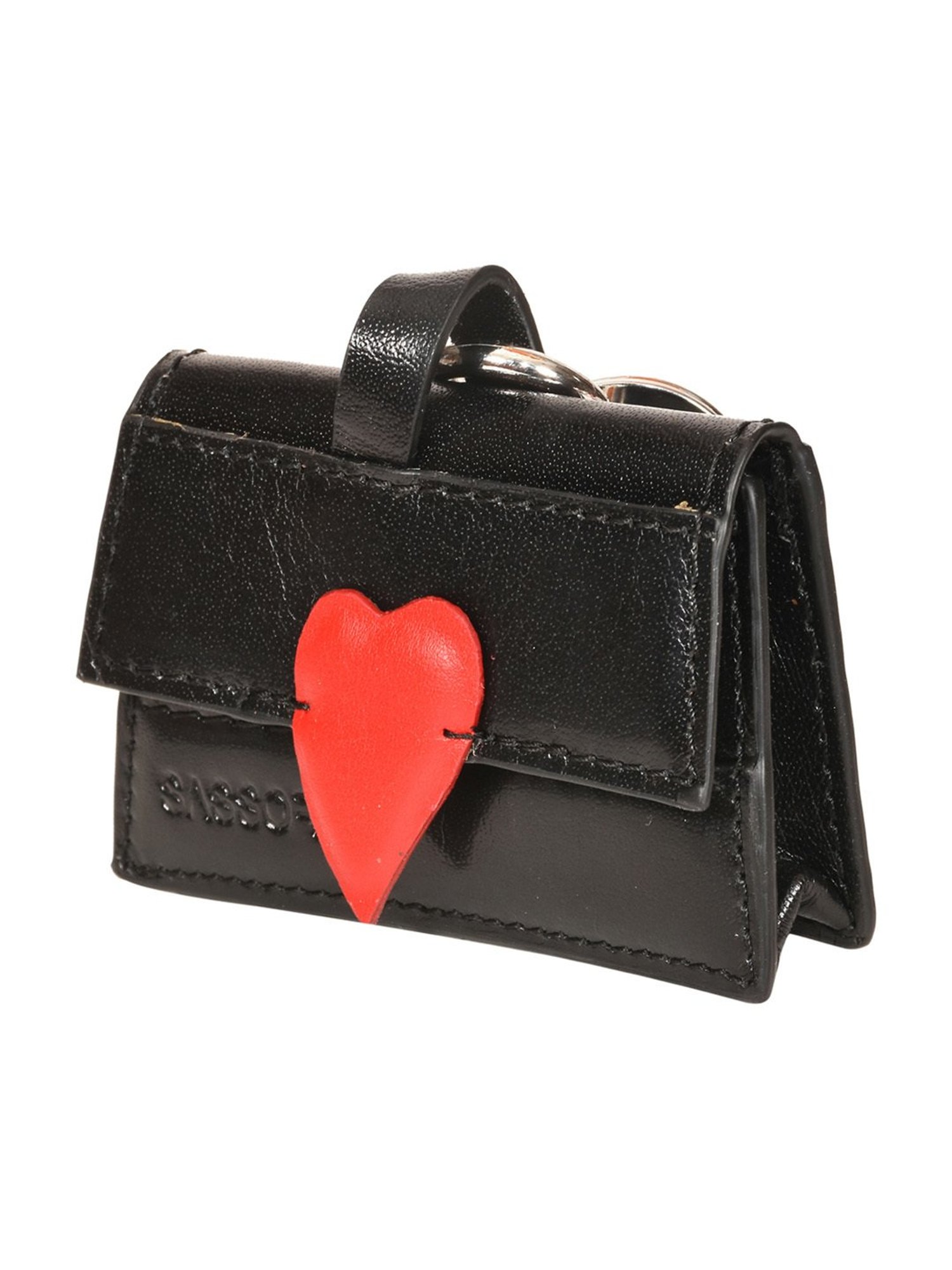 SASSORA Aria Black & Red Leather Small Key Case