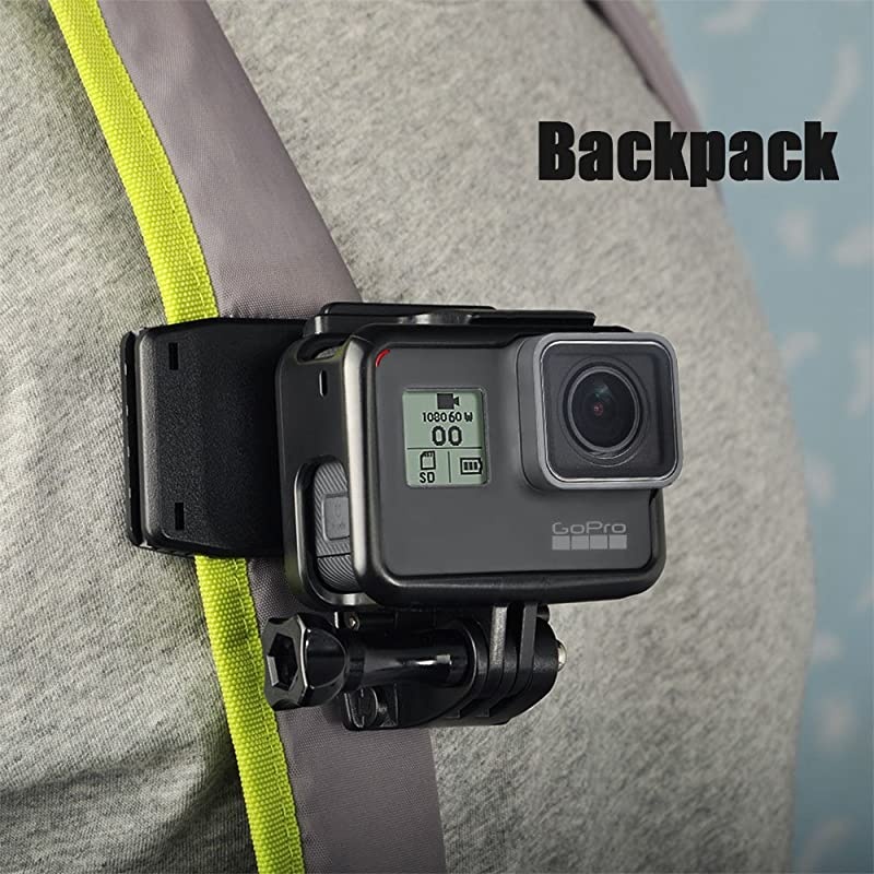 Backpack Clip Mount Strap Mount Compatible with GoPro Hero 7 6 5 4 Session 3+ 3 2 1 Fusion Hero 2018 Xiaomi Yi Cameras