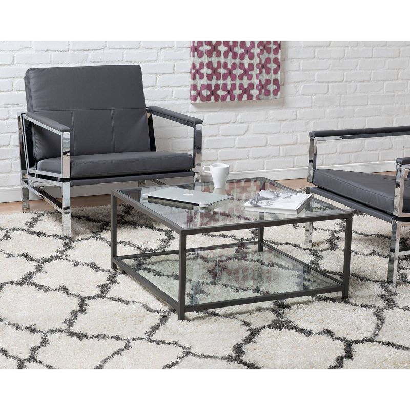 30" Camber Modern Square Coffee Table with Clear Glass Pewter - Studio Designs Home