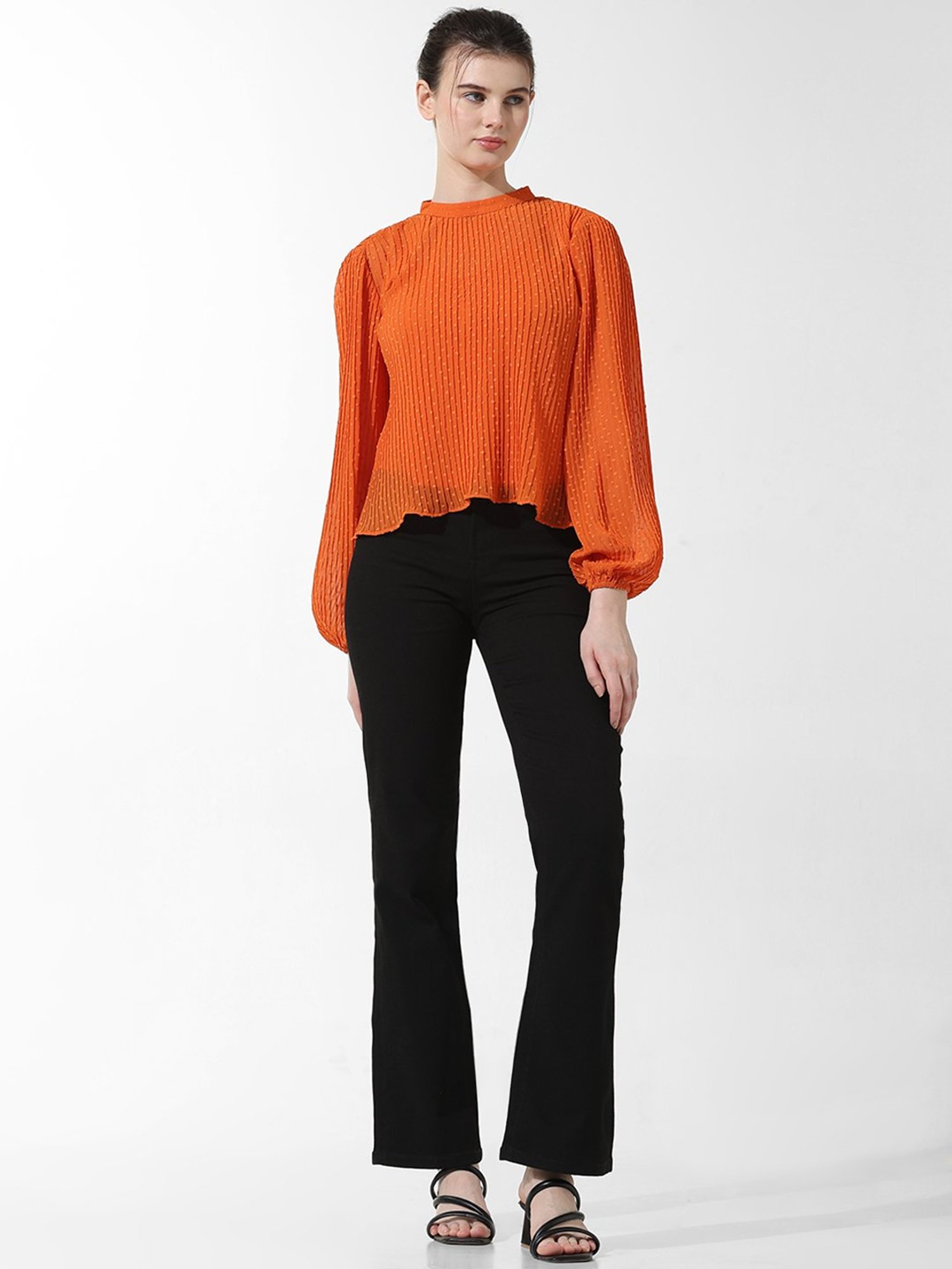 Only Orange Self Design Top