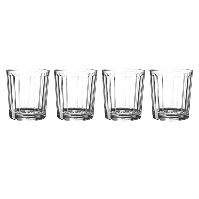 Pasabahce Optica 4 Piece 13 Ounce Double Old Fashioned Set in Clear Glass