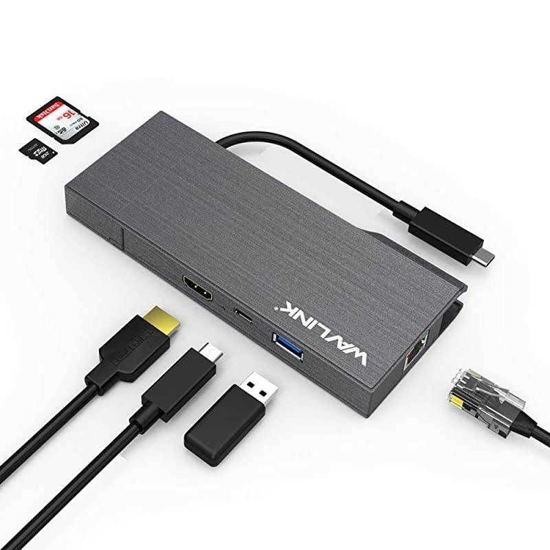 USB C Hub 4K HDMI Docking Stations7in1 Type C Mini Dock Adapter with 60W PD ChargingRJ45 Gigabit EthernetUSB 30Removable SD Card Reader for MacBook Pro and Type C Windows Laptops