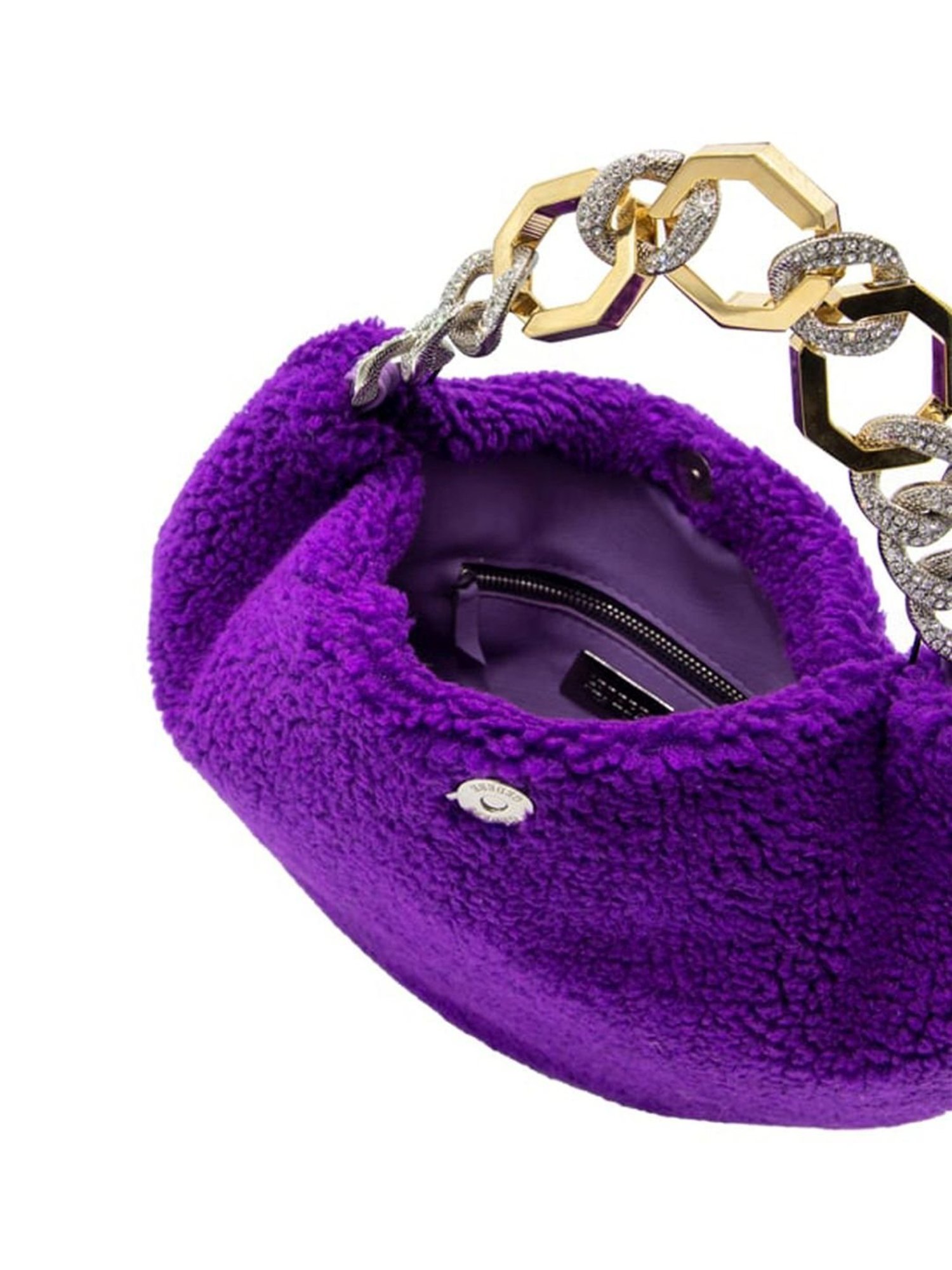 Gedebe Purple Teddy Fur Large Hobo Bag