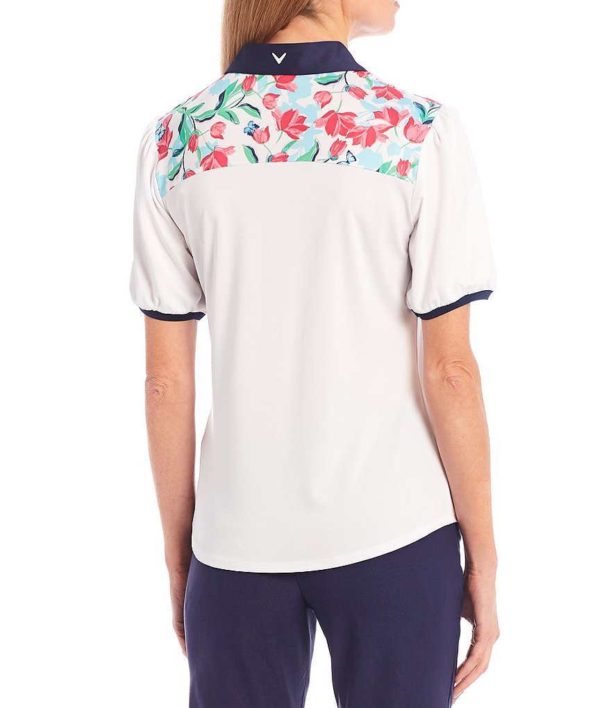 Callaway Short Sleeve Brush Stroke Floral Opti-Dri&trade; Polo