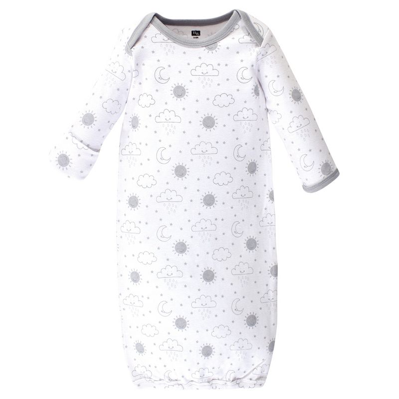 Hudson Baby Infant Cotton Long-Sleeve Gowns 4pk, Star And Moon, 0-6 Months