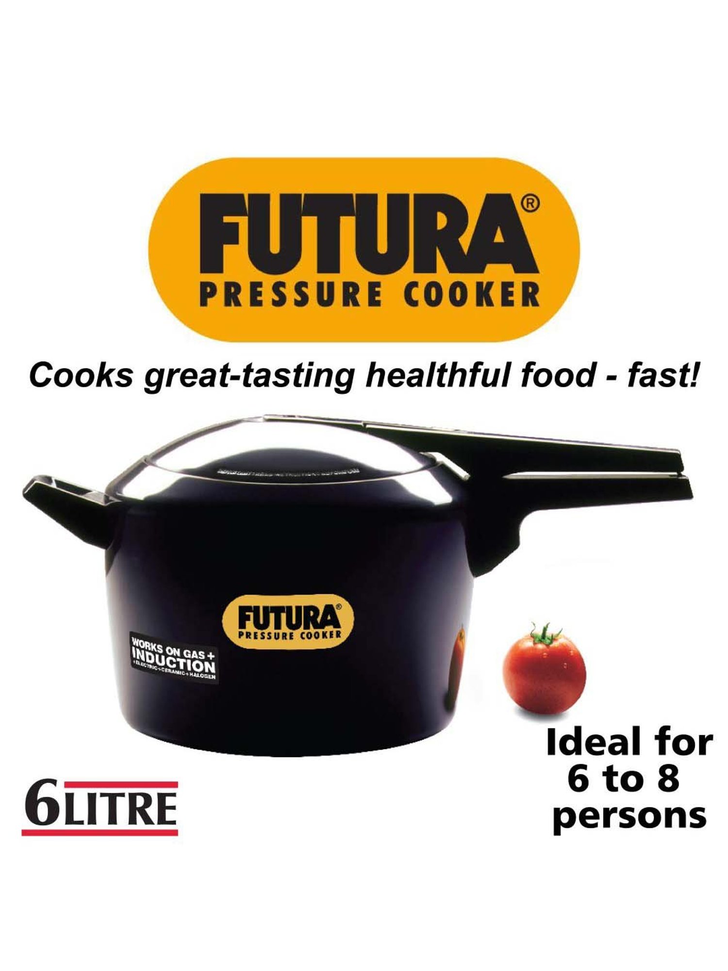 Hawkins Futura Black Hard Anodized Induction Compatible Pressure Cooker, 6 L