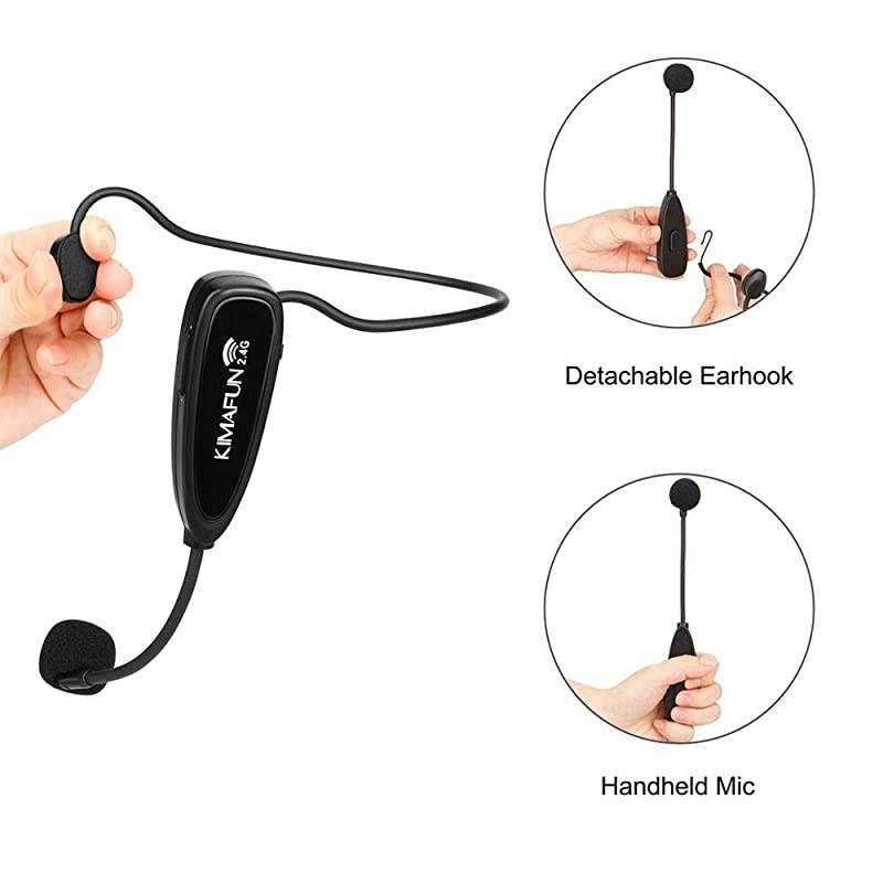 Wireless Microphone Headset  24G Wireless Microphone System Transmitter Receiver Headset and Handheld 2 in 1 for Voice Amplifier Recording Speaking Online Chatting G100