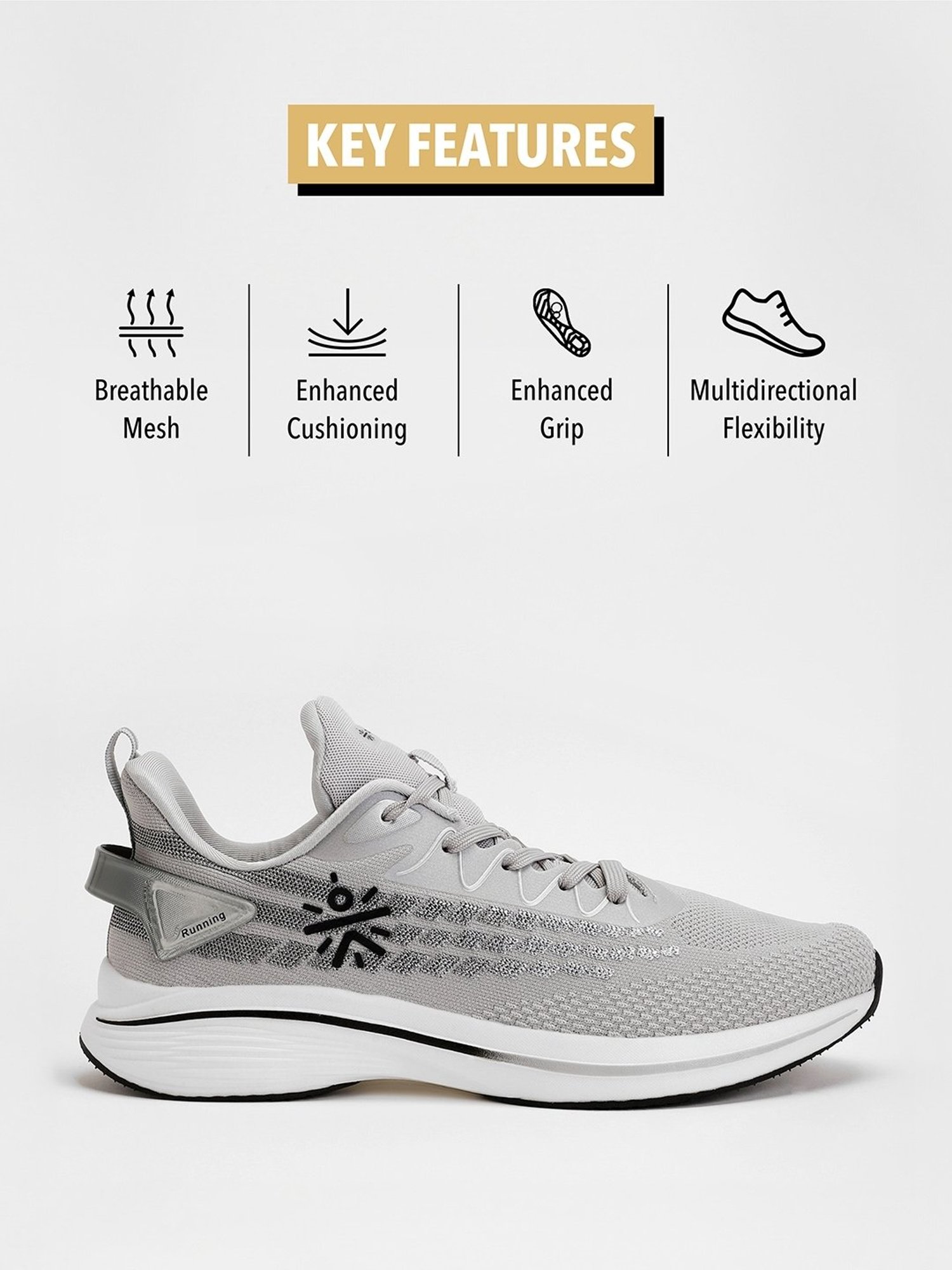 Cultsport Men's Active Grey Running Shoes