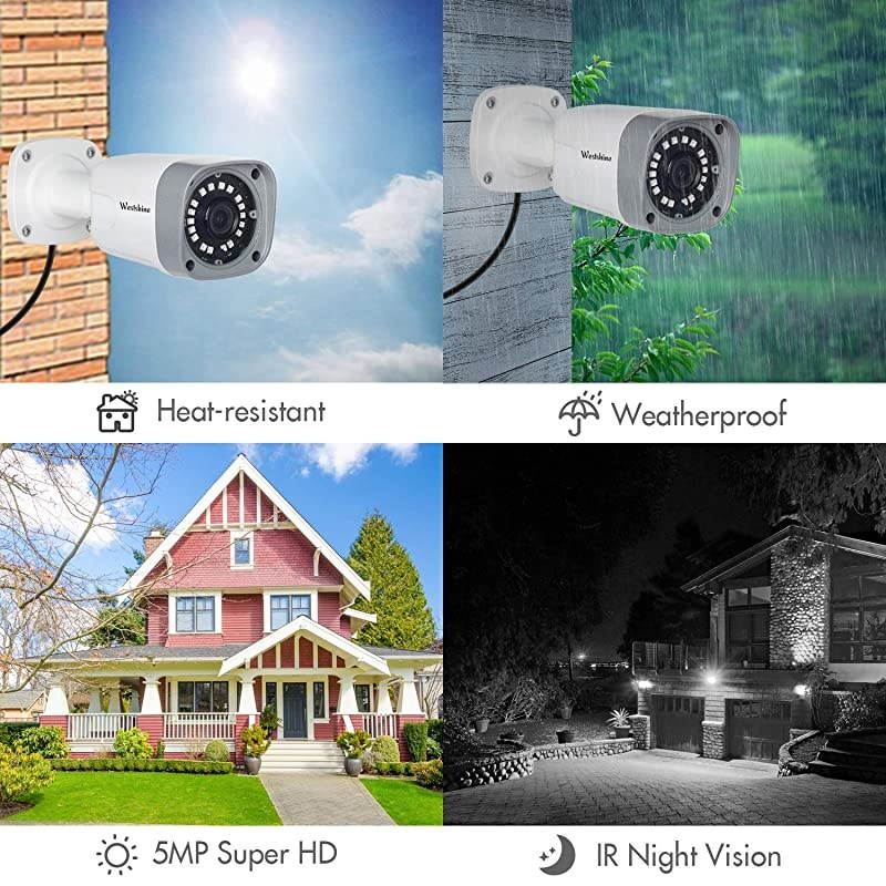 5MP AHD Bullet Camera 4MP TVICVI Security Camera IP66 Weatherproof OutdoorIndoor IR Nightvision Wide View AngleFit for 5MP AHD DVR 4MP TVICVI DVR and 960H DVR