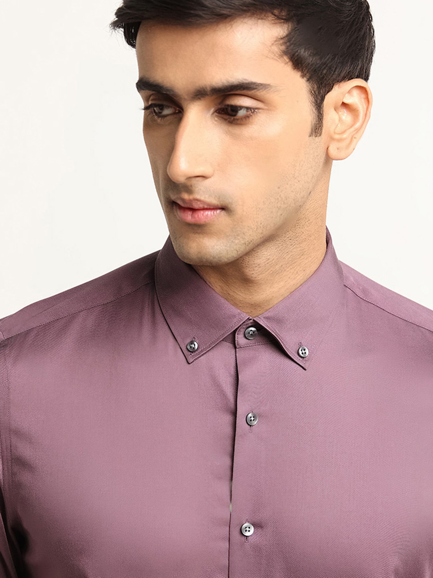 WES Formals by Westside Mauve Solid Slim Fit Shirt