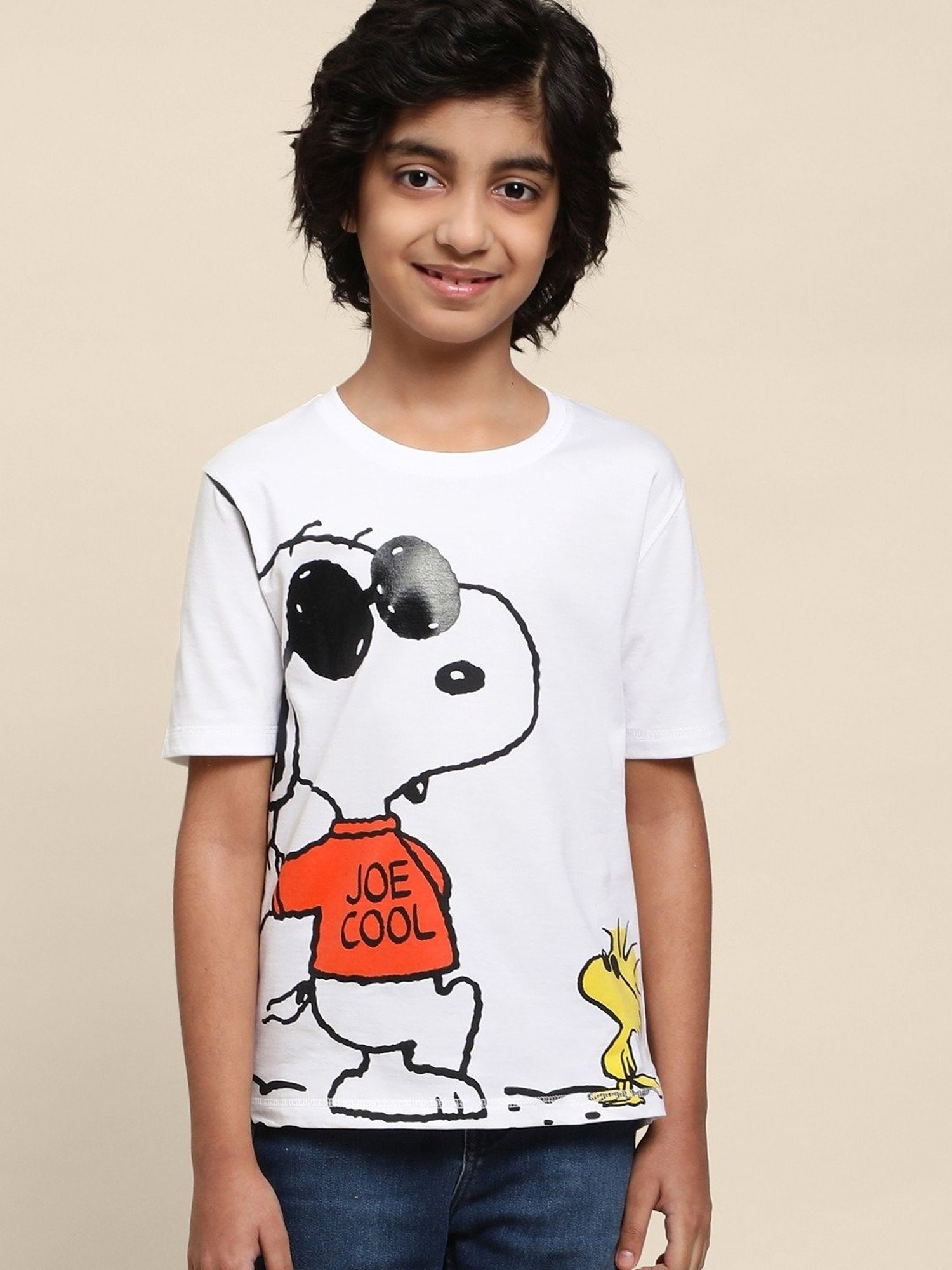 Kidsville White Cotton Printed T-Shirt