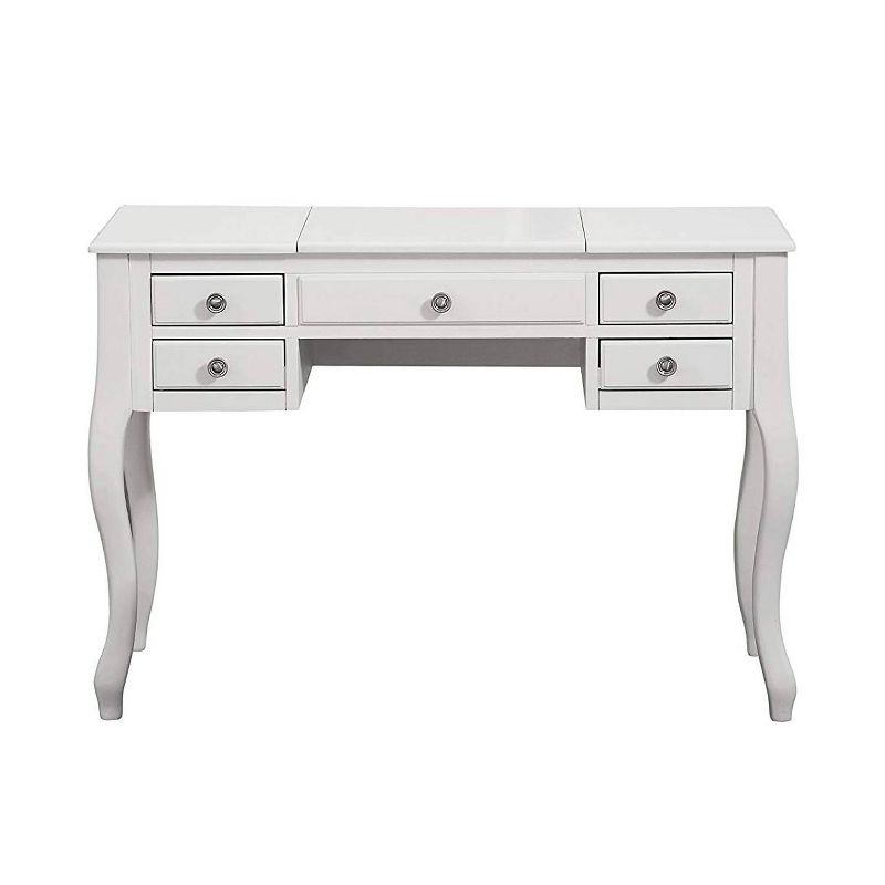 Cherub Vanity Set Featuring Stool And Mirror White - Benzara