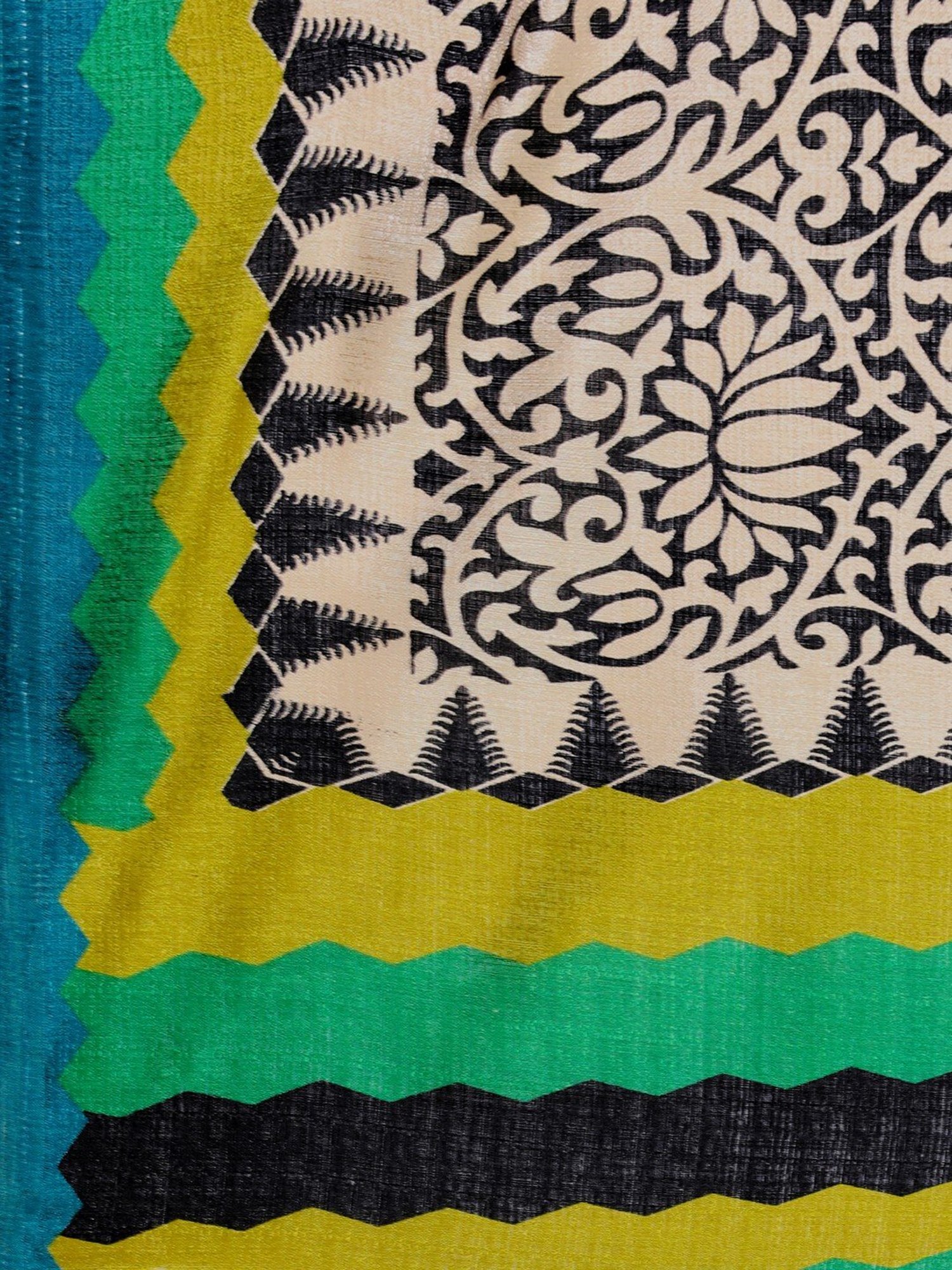 Saree Mall Beige & Green Floral Print Dupatta