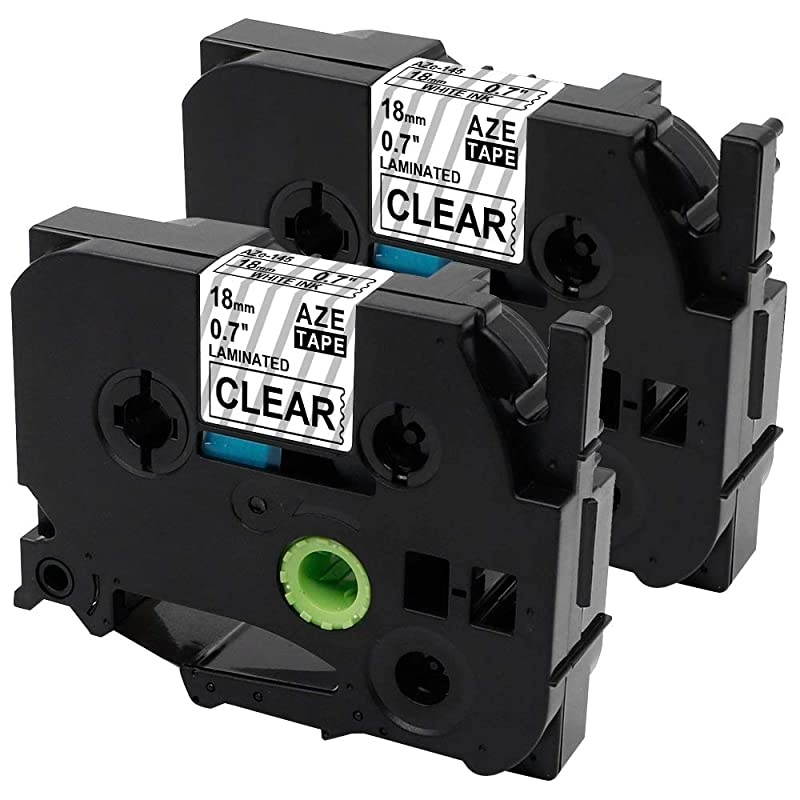 PTouch White on Clear Tape TZe145 TZe 18mm 07 Inch Label Tape Compatible with Brother Ptouch Label Maker PTD400AD 2Pack