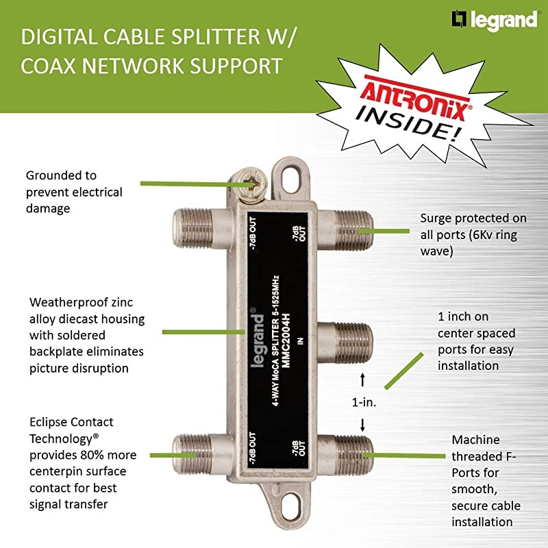 Home Office & Theater, Cable Splitter, Black, Signal Splitter, 4 Way, VM2204V1