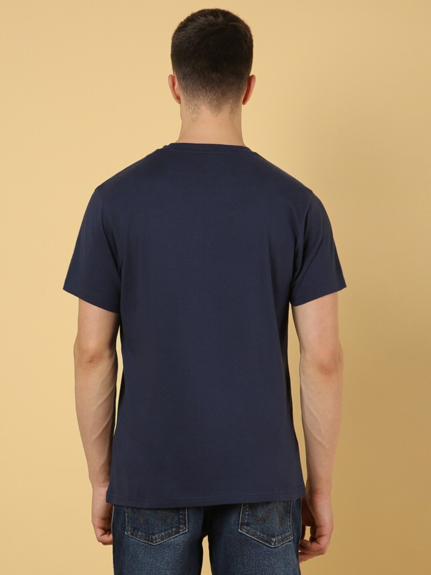 Wrangler Blue Cotton Regular Fit T-Shirt