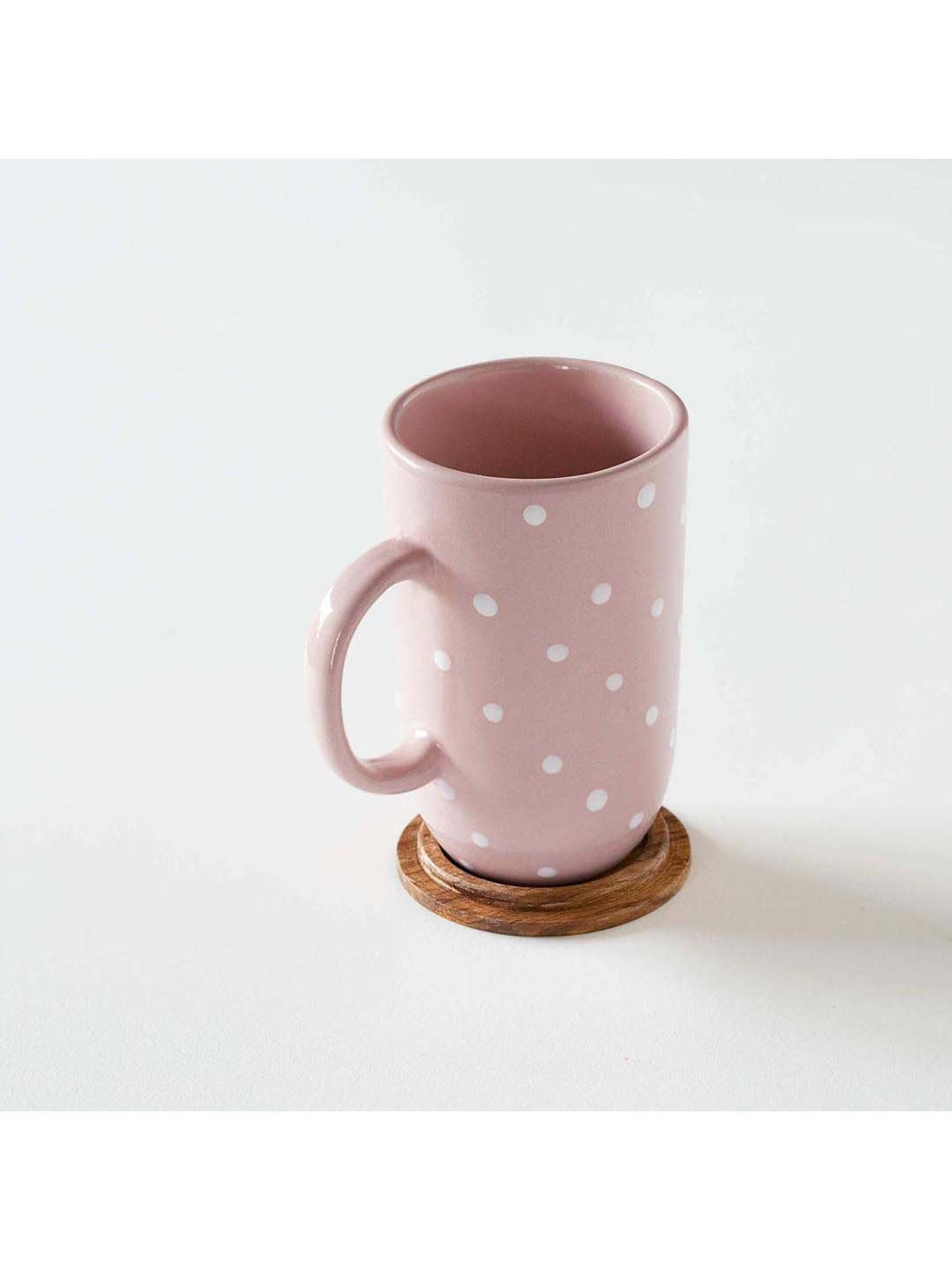 ellementry Blush Pink Ceramic Coffee Mug with Lid (400 ml) - Set of 1