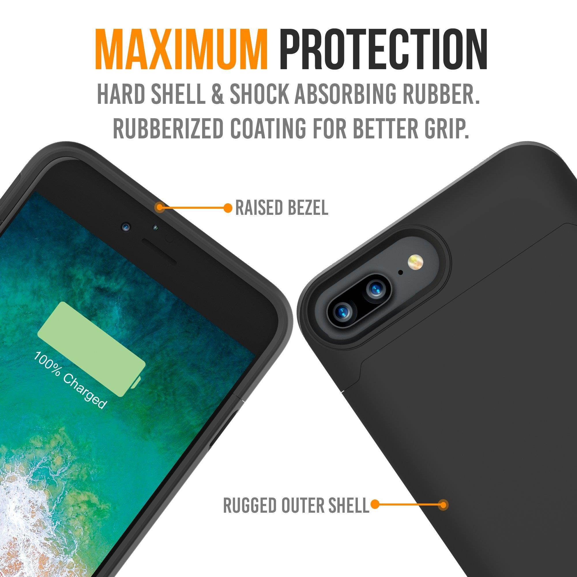 Alpatronix iPhone 7 Plus Battery Case, 5000mAh Slim Portable Protective Extended Charger Cover Compatible with iPhone 7 Plus (5.5 inch) BX180plus - (Black)