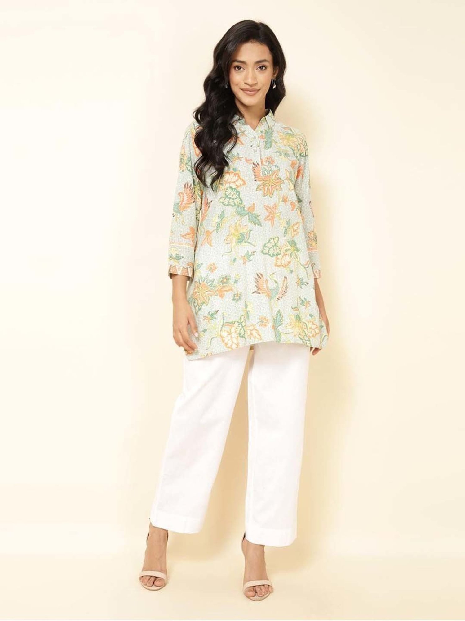 Fabindia Green Cotton Printed Tunic