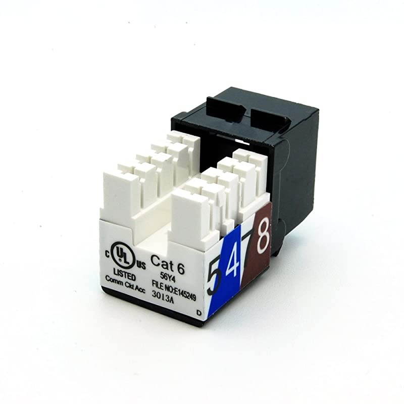 Cat.6 RJ45 110 Type Keystone Jack (50-Pack, Black)