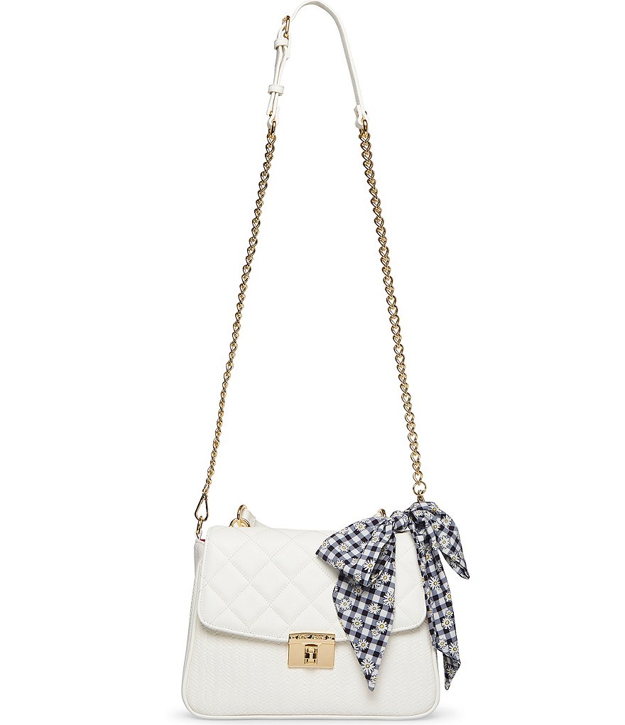 Betsey Johnson Chain Daisy Scarf Detail Satchel Bag