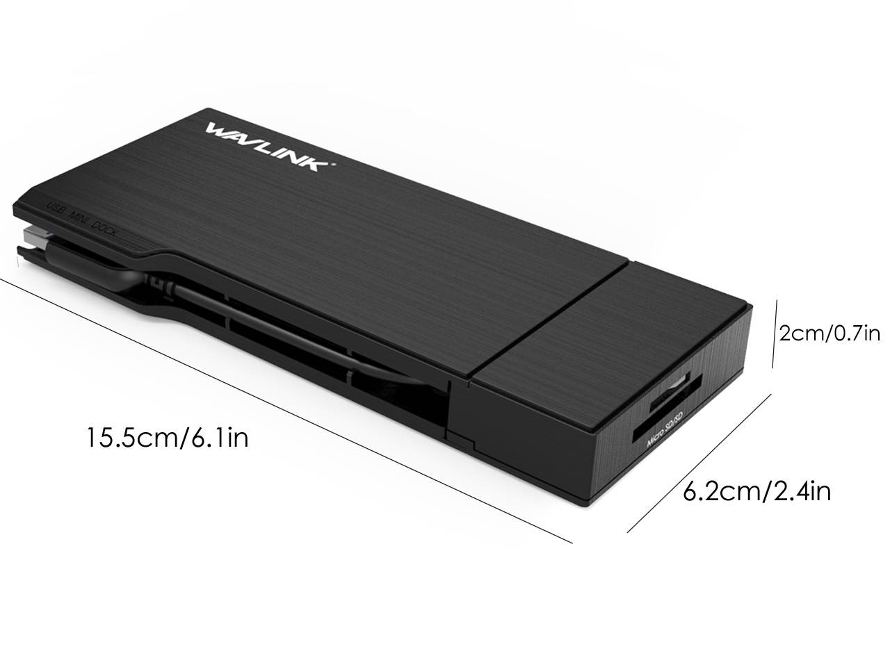 Wavlink Universial USB 3.0 Dual-Head Mini Docking Multi-Display HDMI/VGA with Gigabit Ethernet, USB 3.0 Port, Removable Card Reader, HDMI up to 2560x1440 and VGA 1920x1200 Supports Windows