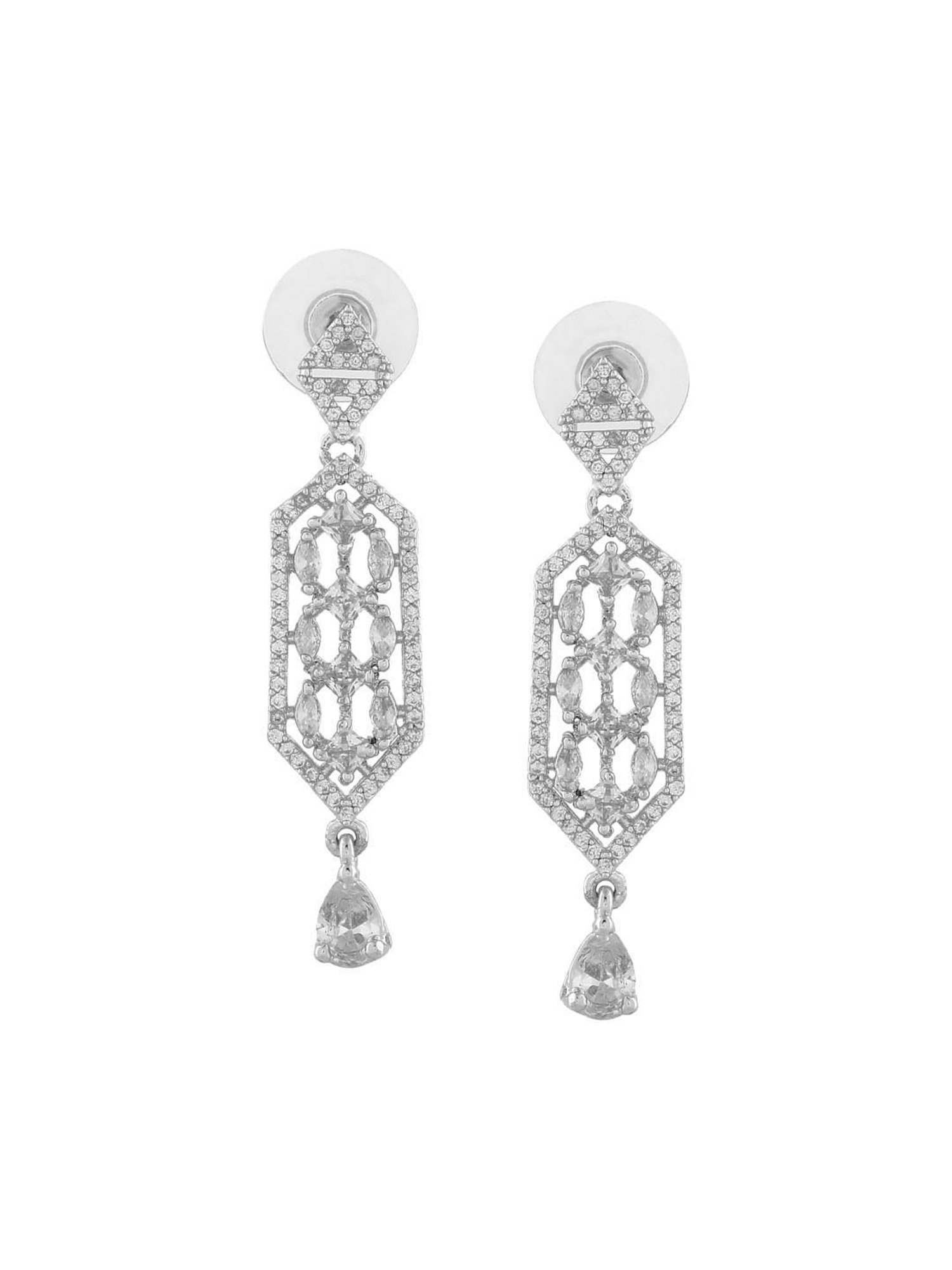 Estele Rhodium-Plated Lavish Luxe Designer Choker Style Necklace Set for Women