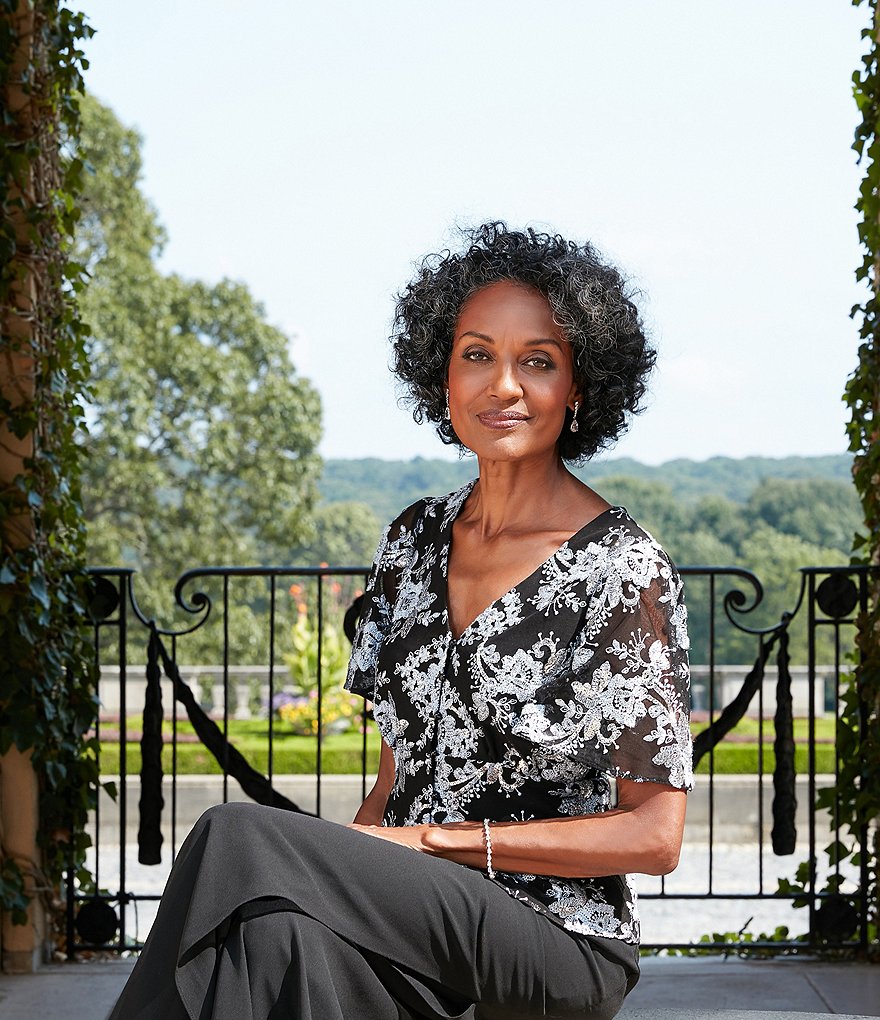 Alex Evenings Stretch Velvet Long Sleeve Ruched Beaded Accent Collar Boat Neck Blouse