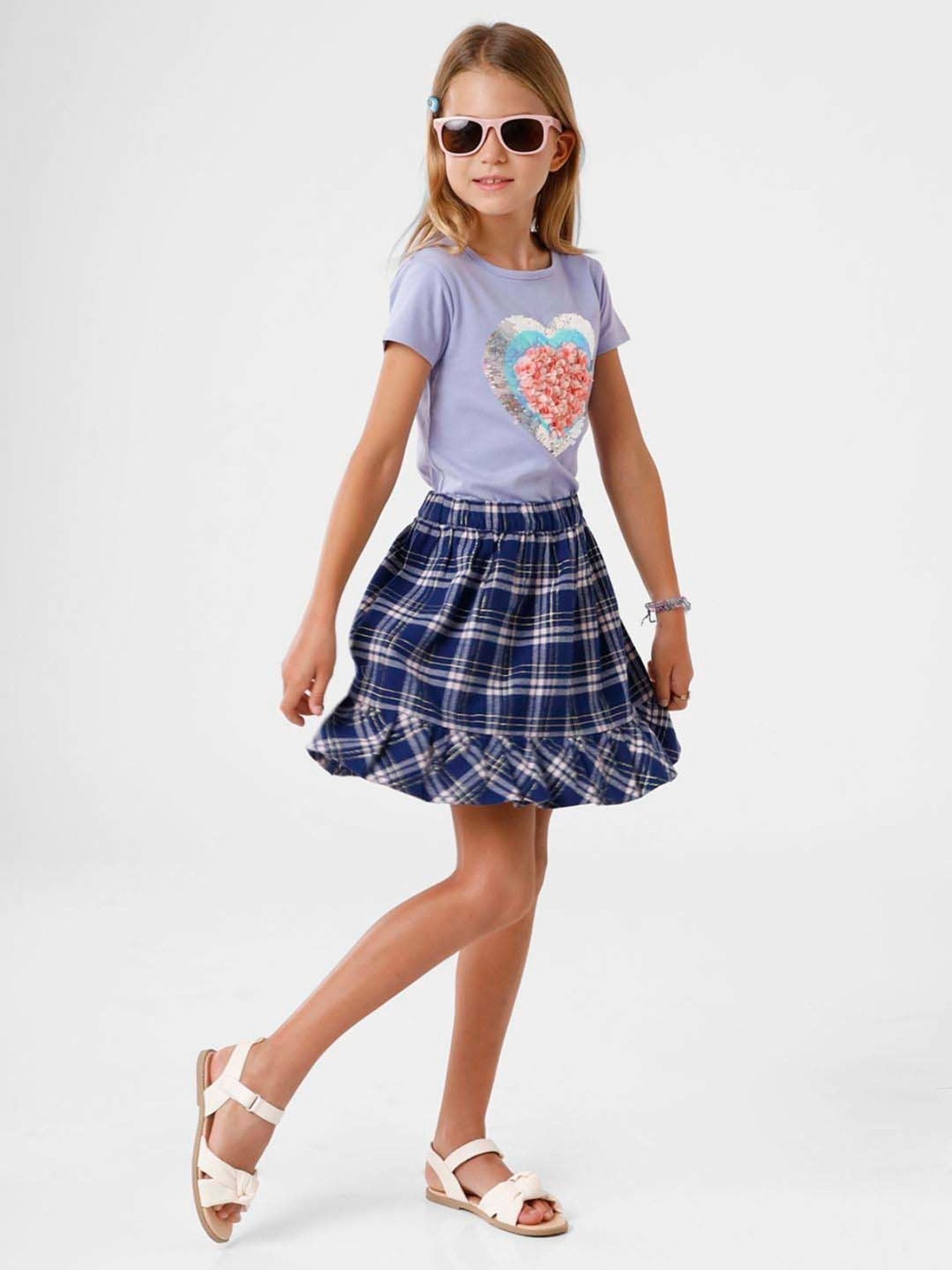 Kate & Oscar Kids Blue & White Chequered Skirt