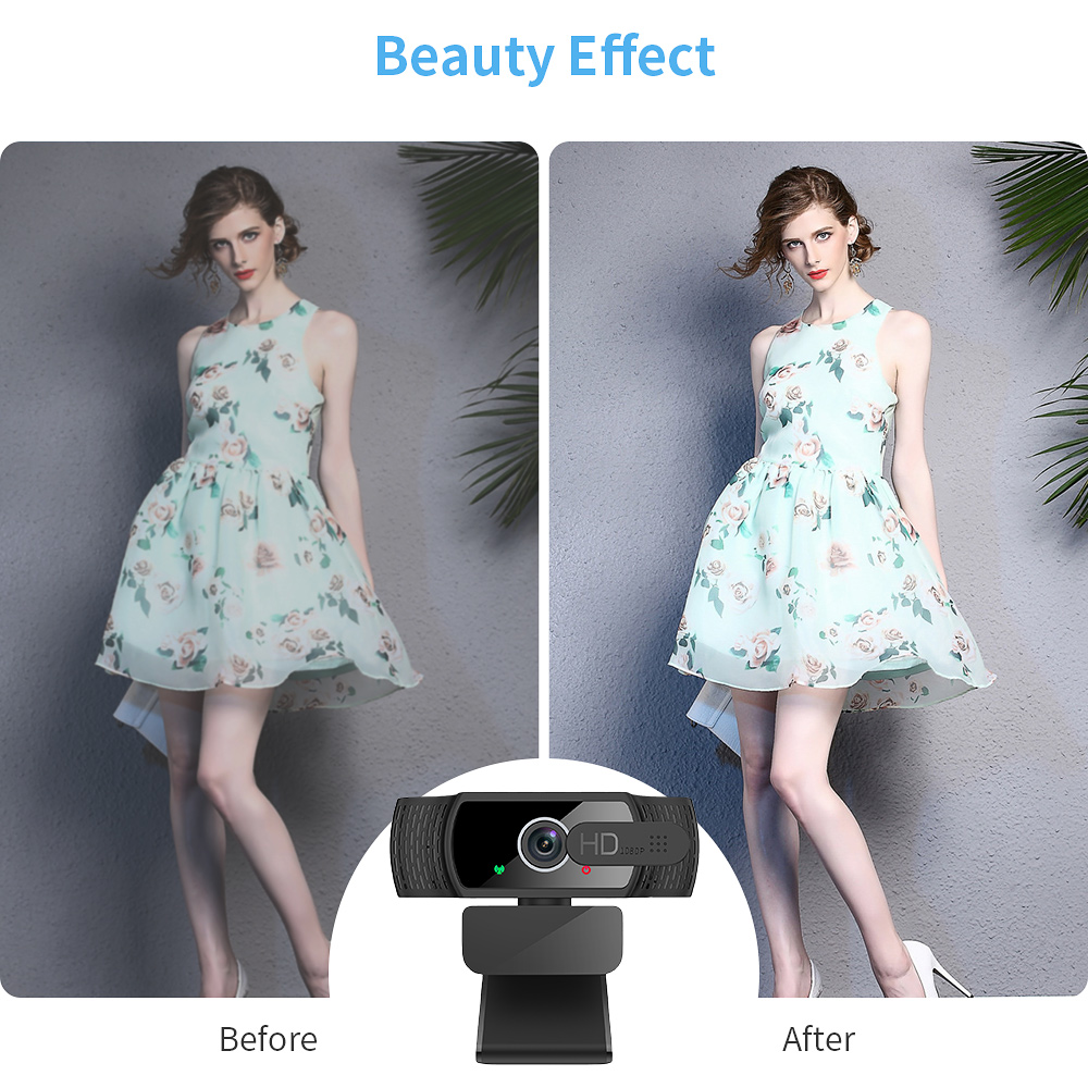 TROPRO TW5 1080P Webcam with Microphone, Full HD PC / Laptop Web Camera with Tripod, Automatic Light Correction, USB 2.0 Plug & Play for Live Streaming, Video Calls, Online Lessons, Conference, Games