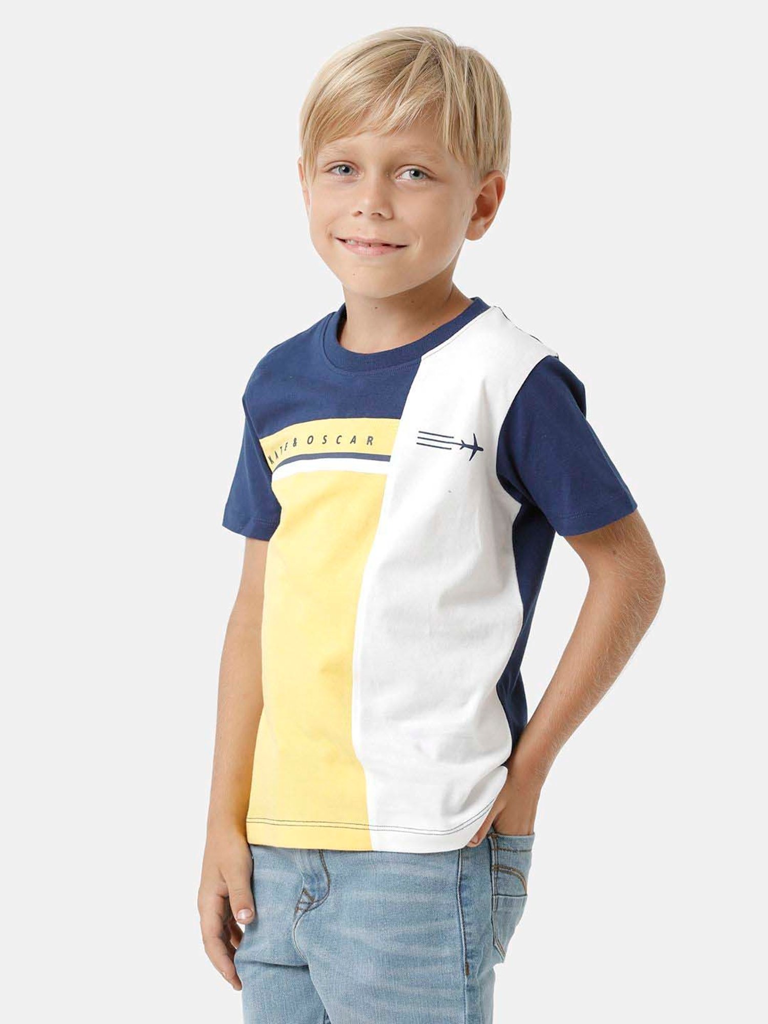 Kate & Oscar Kids Multicolor Cotton Color Block T-Shirt