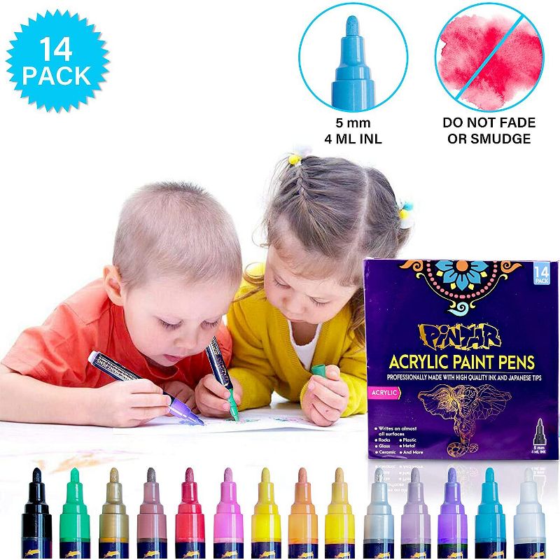 Pintar Art Supply Premium Acrylic Paint Pens - 14 Colors