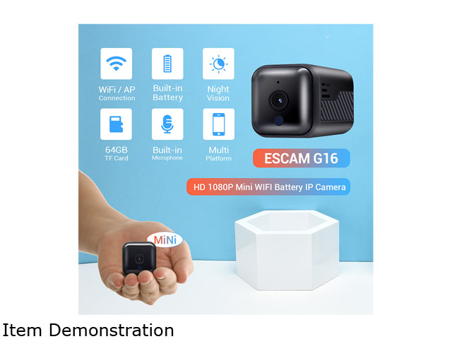 ESCAM G16 1080P Mini WiFi Night Vision Battery Camera with Audio Support AP Hotspot 64GB Card Video Recorder