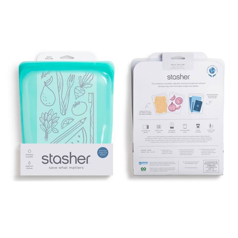 Stasher Reusable Food Storage Half Gallon Bag - Aqua