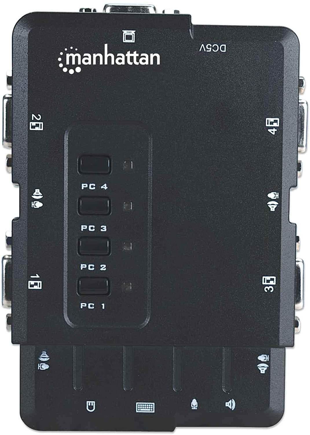 Manhattan 4Port Compact KVM Switch USB Audio with Cables (151269)