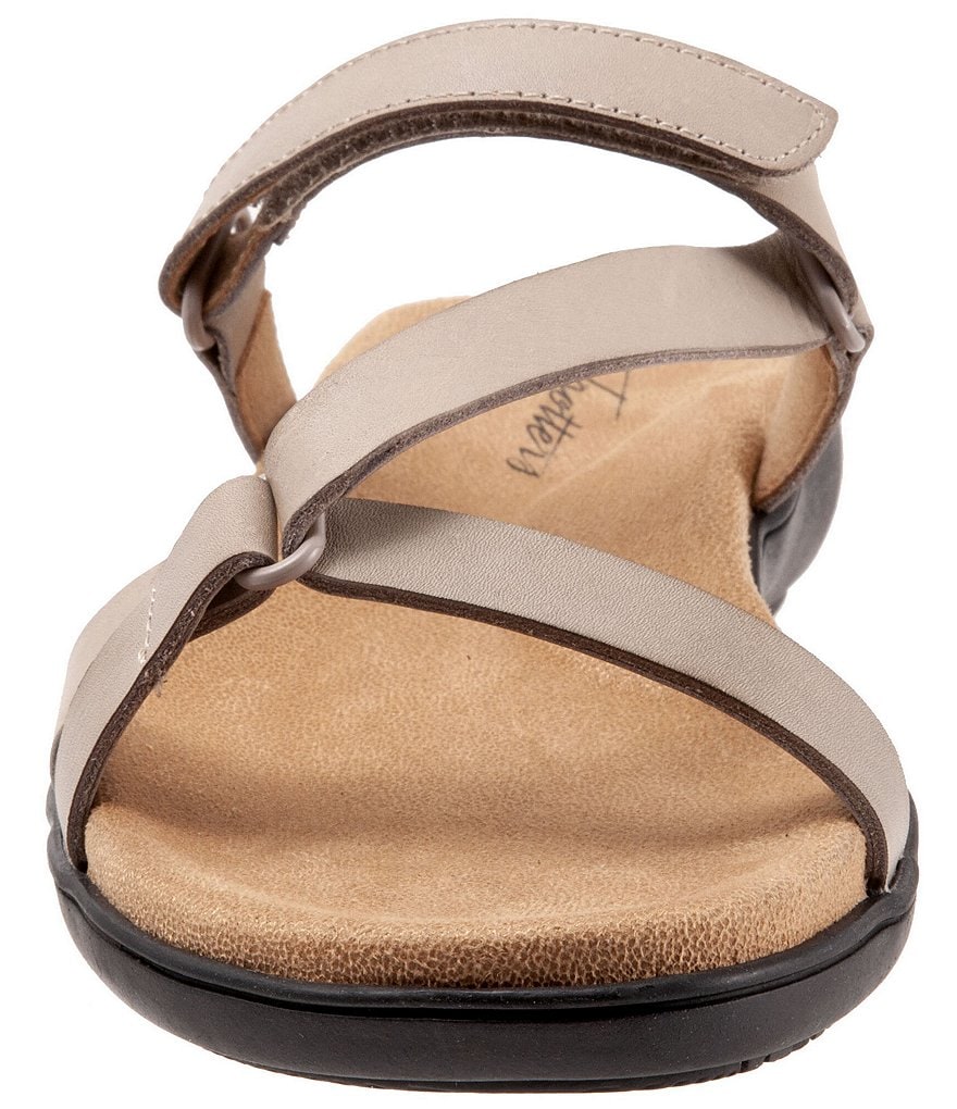 Trotters Raja Leather Adjustable Hook and Loop Slide Footbed Sandals