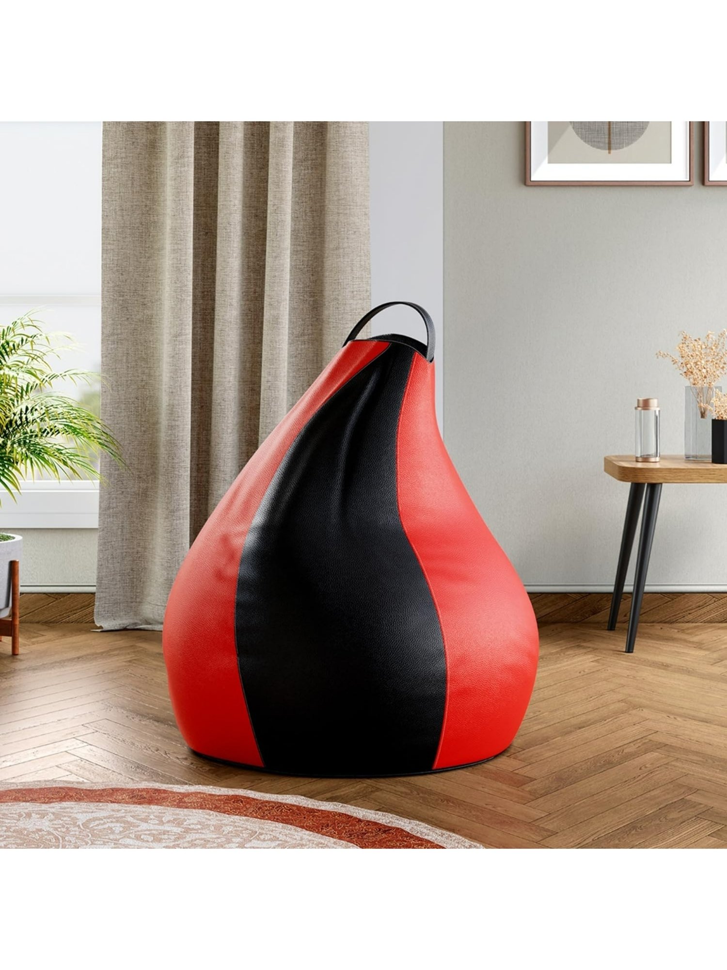 Godrej Interio Comfy ?Red & Black ?Faux Leather Bean Bag (1 Year Warranty)