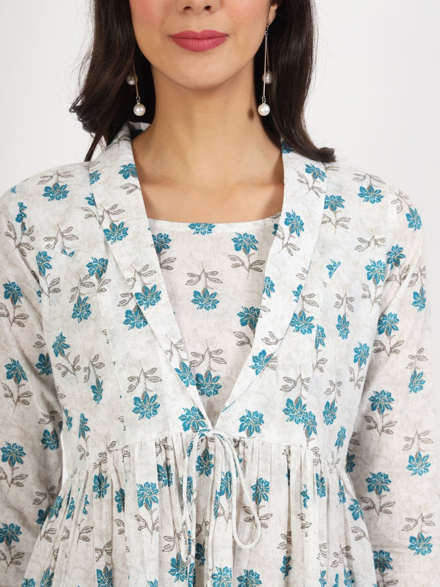 Divena White Cotton Floral Print Top