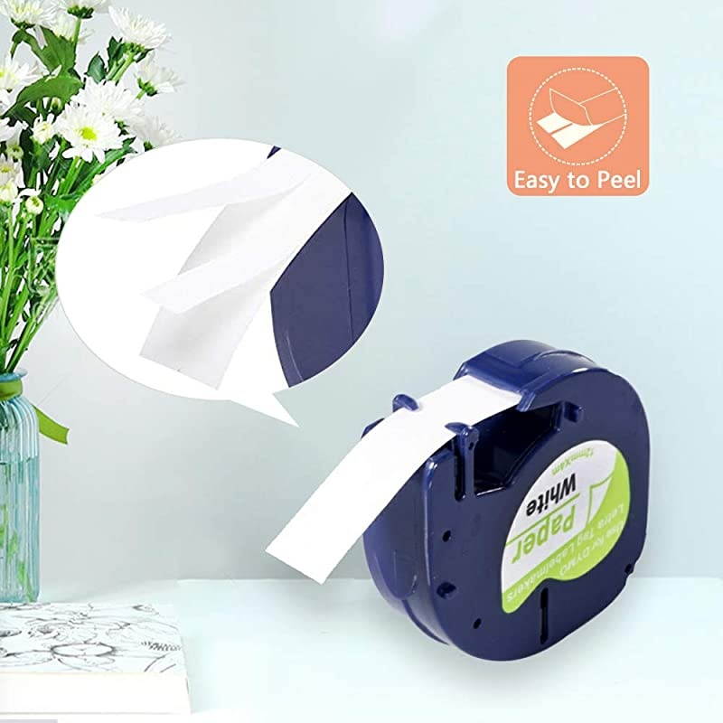 Compatible Label Tape Replacement for Dymo Letratag Refills 10697 91330 S0721510 for Dymo LetraTag Label Makers Black on White12mm 12inch x 13ft 4m2Pack