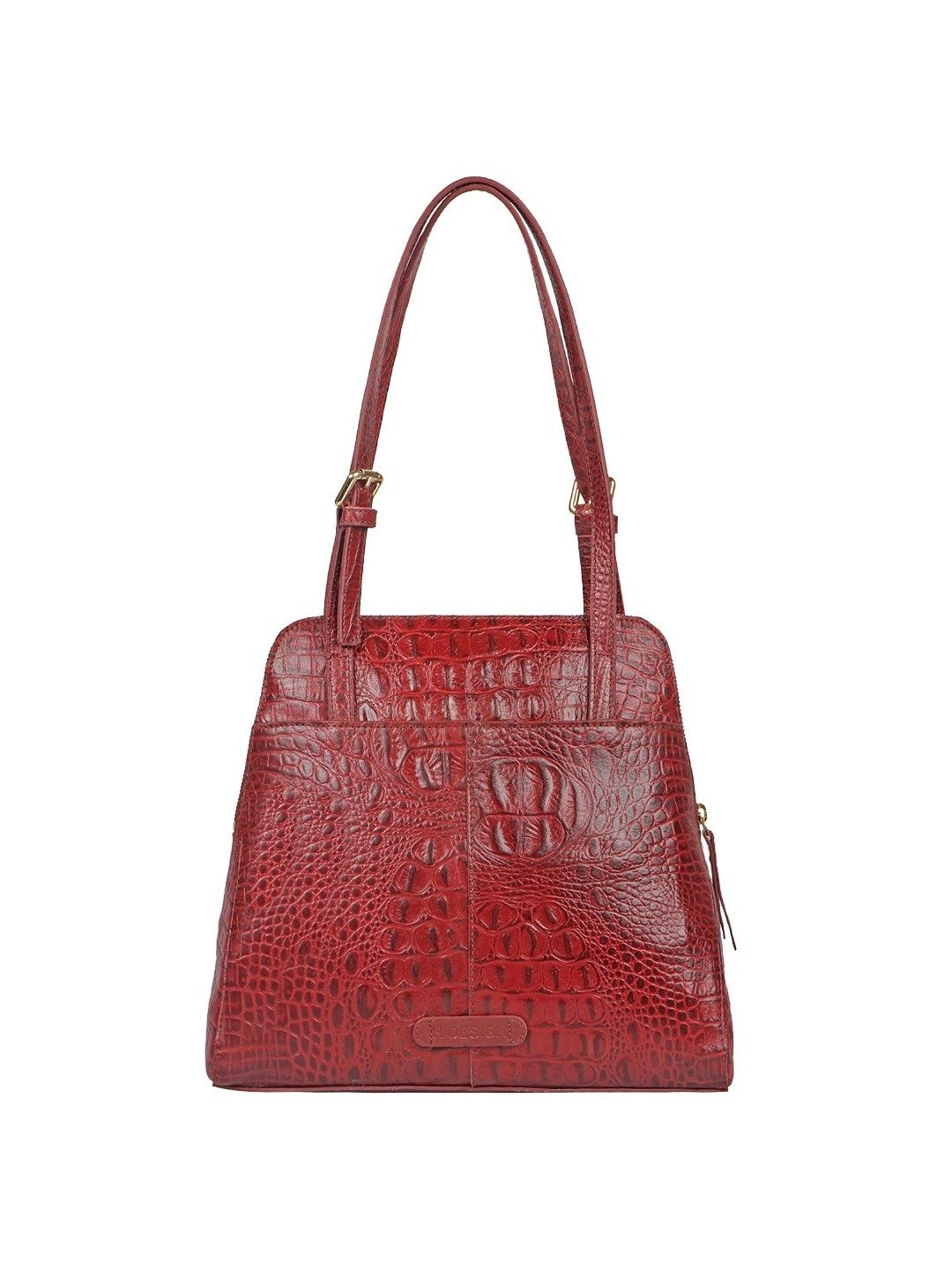 Hidesign Red Textured Medium Shoulder Handbag