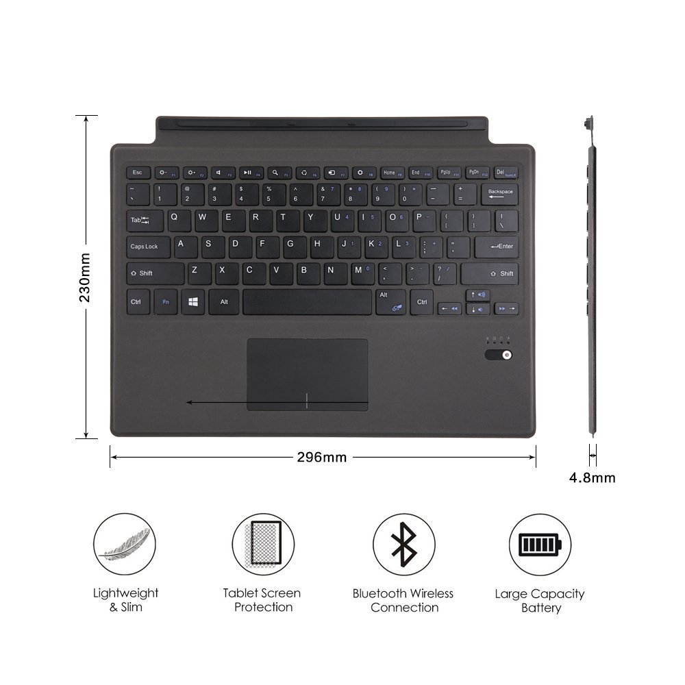 Ultra-slim Wireless Bluetooth Keyboard for Microsoft Surface Pro 4 Surface Pro 5 12.3"