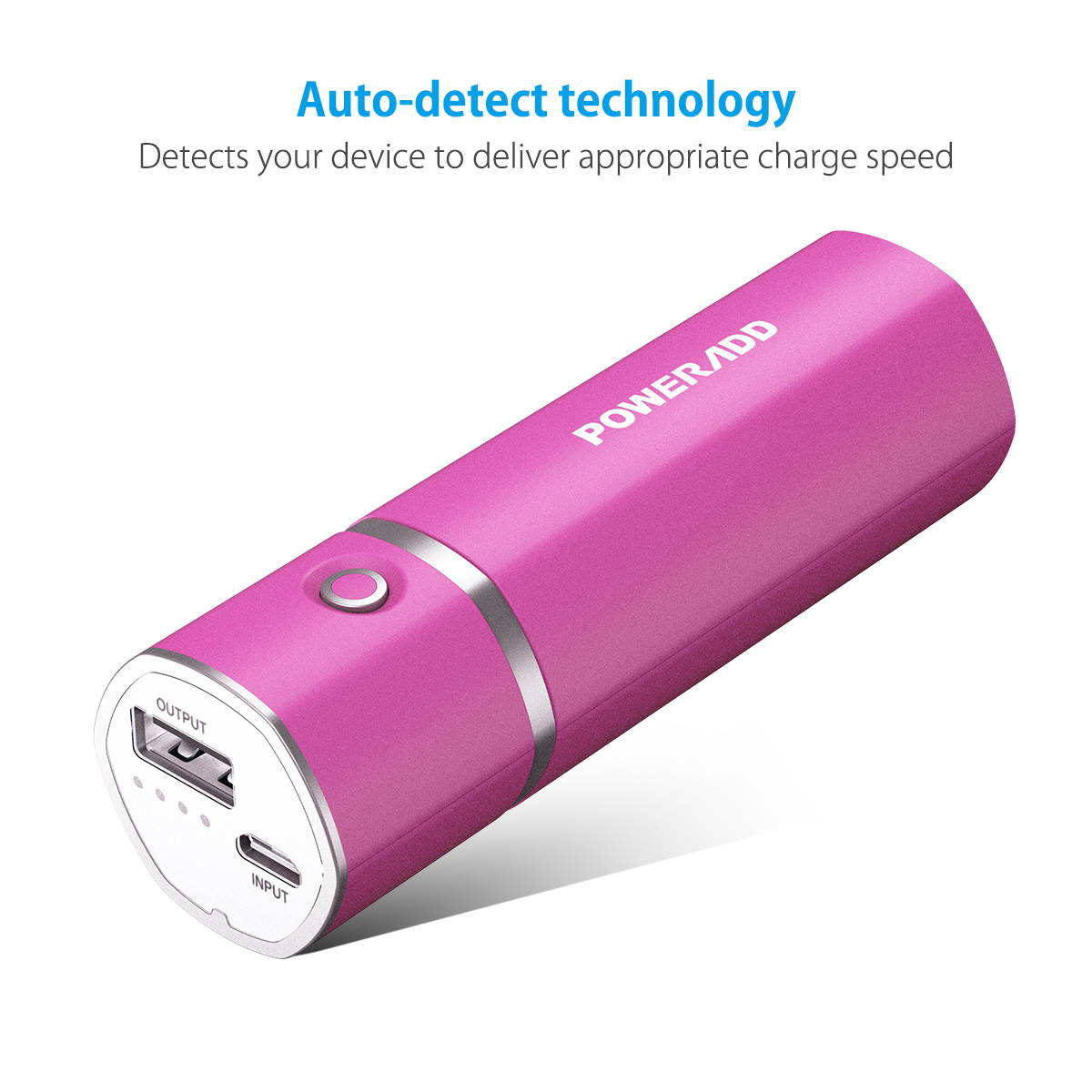 Poweradd 5000mAh Power Bank Portable Charger USB External Battery for iPhone, iPad, Samsung Galaxy and More -Rose Red