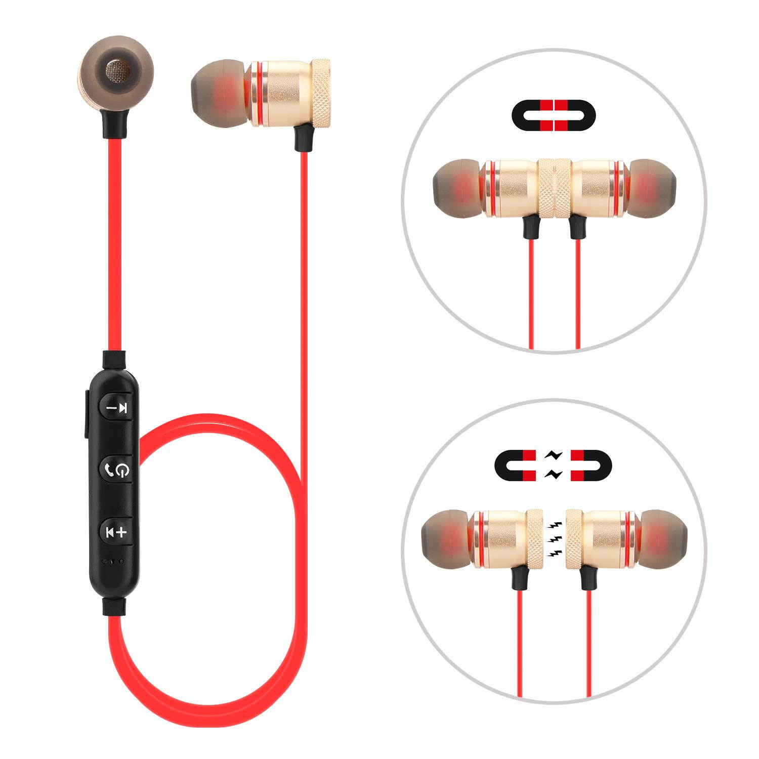 AGPtek Metal Magnetic Wireless Bluetooth Earphone Sports Headset Stereo Bass Headphone