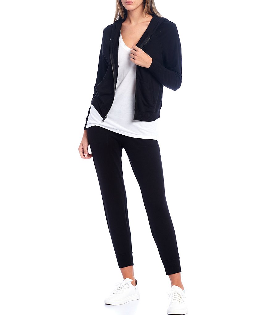 Splendid Knit Zip Up Drawstring Hoodie