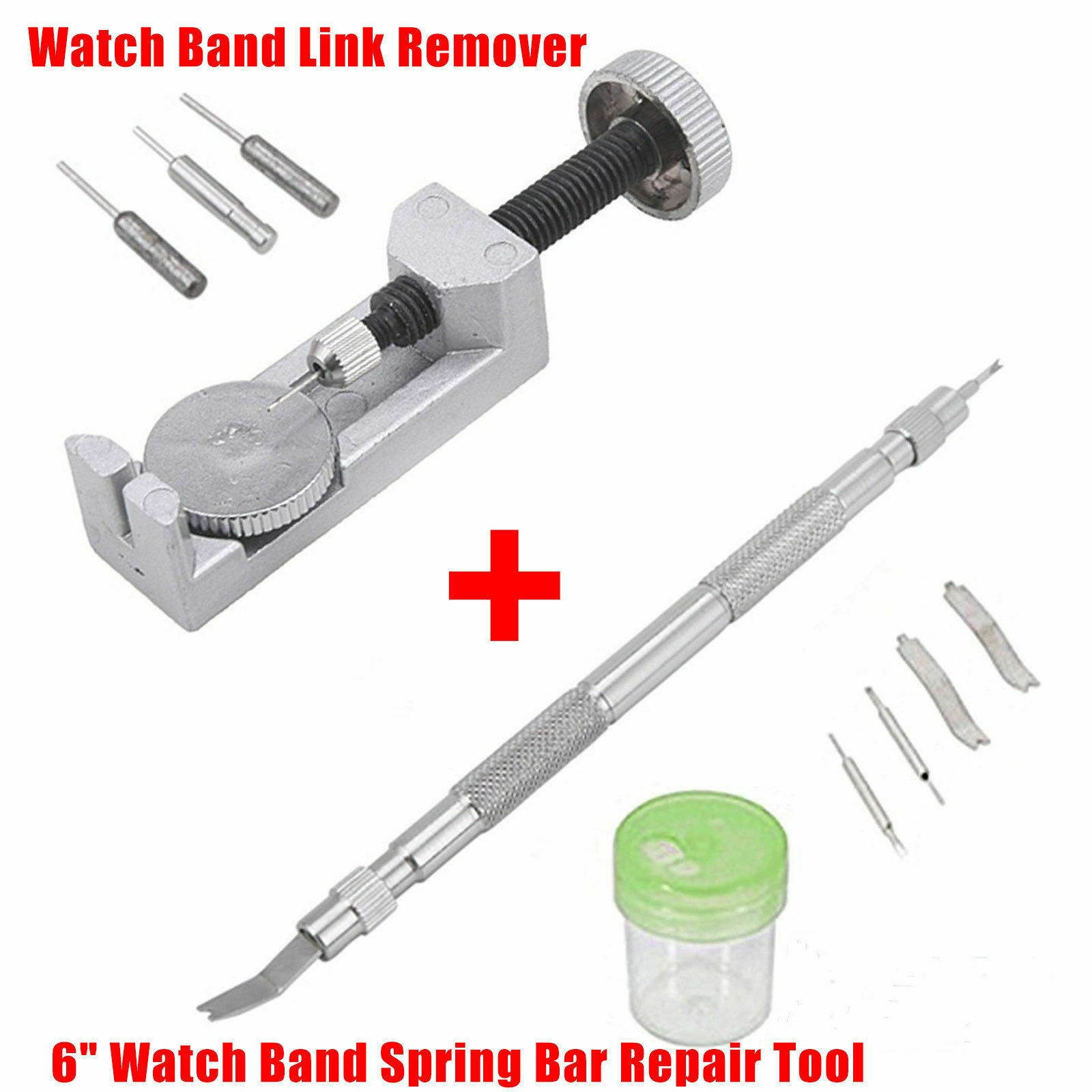 Metal Watch Bracelet Band Link Remover Spring Bar Repair Tool w/ Extra Pins